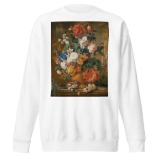 Peonies, Roses, Carnations, An Iris, Anemones, Auricula And Other Flowers In A Terracotta Vase by Mélanie de Comolera Sweatshirt