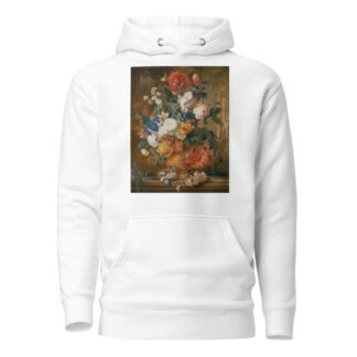 Peonies, Roses, Carnations, An Iris, Anemones, Auricula And Other Flowers In A Terracotta Vase by Mélanie de Comolera Hoodie