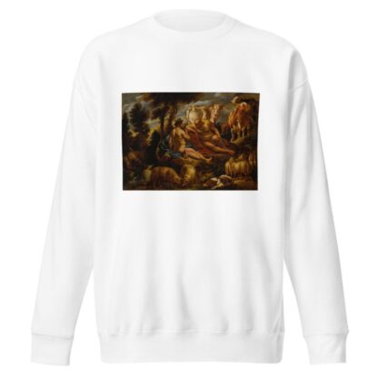 Mercury playing Argus to sleep with his flute, with Io transformed into a white heifer by Jacob Jordaens Sweatshirt