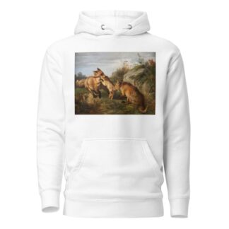Two foxes fighting for their prey by Carl Friedrich Deiker Hoodie