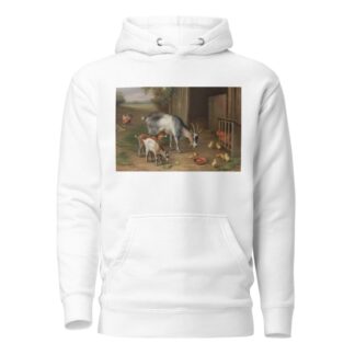 Goats and chickens in a farmyard by Edgar Hunt Hoodie