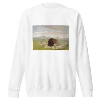 White Wolves Attacking a Buffalo Bull by George Catlin Sweatshirt
