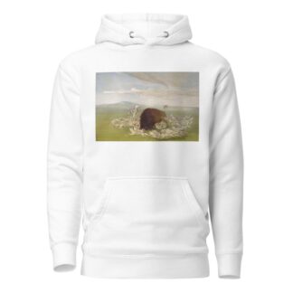 White Wolves Attacking a Buffalo Bull by George Catlin Hoodie