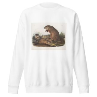 Arctomys monax, Maryland Marmot, Woodchuck, Groundhog. Natural size. Old & young. by John Woodhouse Audubon Sweatshirt