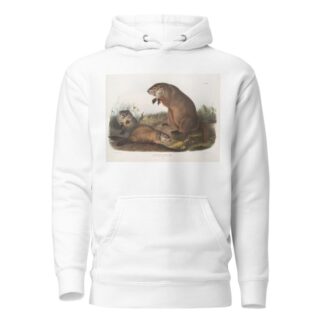 Arctomys monax, Maryland Marmot, Woodchuck, Groundhog. Natural size. Old & young. by John Woodhouse Audubon Hoodie