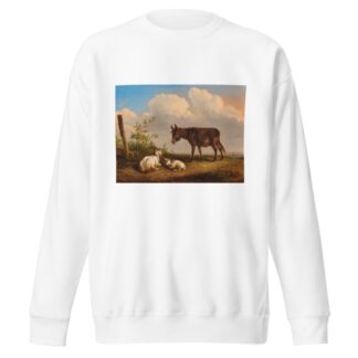 A Donkey and Goats on a Country Road by Eugène Joseph Verboeckhoven Sweatshirt
