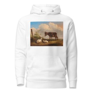 A Donkey and Goats on a Country Road by Eugène Joseph Verboeckhoven Hoodie