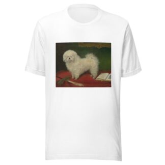 A Maltese on a Red Table Cloth by English School T-Shirt