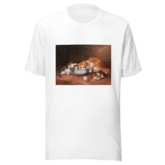 Mother Cat with Three Kittens by Arthur-Alfred Brunel de Neuville T-Shirt