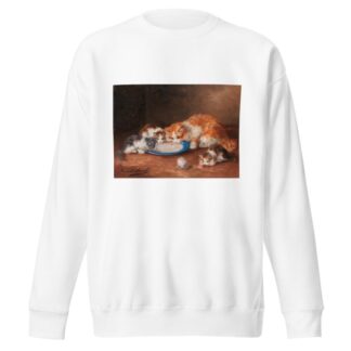 Mother Cat with Three Kittens by Arthur-Alfred Brunel de Neuville Sweatshirt
