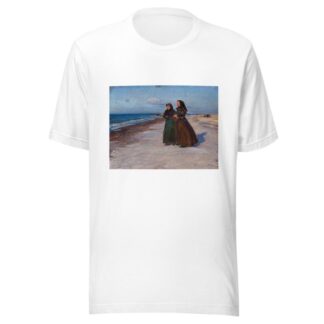 To fiskerkoner ved stranden i blæsevejr, Nordjylland by Knud Larsen Bergslien T-Shirt