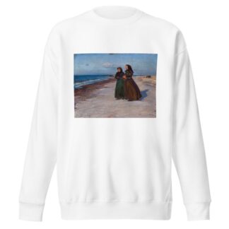 To fiskerkoner ved stranden i blæsevejr, Nordjylland by Knud Larsen Bergslien Sweatshirt