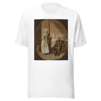 A girl buying a ballad, in a feigned oval by Henry Walton T-Shirt