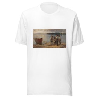 Netzflickende Fischer am Chiemseeufer by Joseph Wopfner T-Shirt