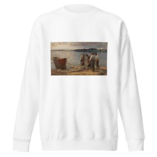 Netzflickende Fischer am Chiemseeufer by Joseph Wopfner Sweatshirt