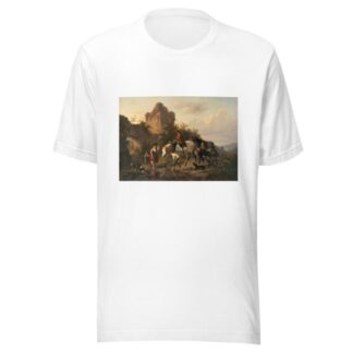 A driver with his family fording a stream by Wouterus Verschuur T-Shirt