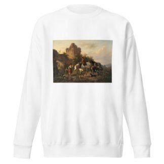 A driver with his family fording a stream by Wouterus Verschuur Sweatshirt