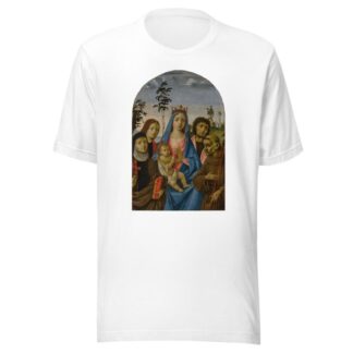 Madonna and Child with Saints Clare, John the Evangelist, John the Baptist, and Francis by Michelangelo di Pietro Membrini T-Shirt
