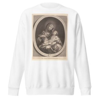 The Virgin seated with the infant Christ sleeping in her lap, in an oval frame, after Reni by Francois de Poilly Sweatshirt
