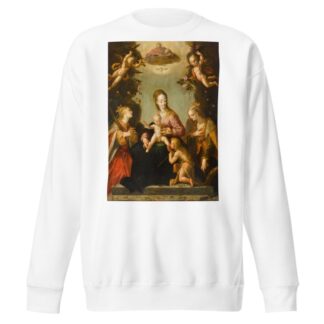 Madonna and Child with the infant Saint John the Baptist, Saint Catherine of Alexandria, another female martyr saint, and God the Father by Pieter Fransz. Isaacsz. Sweatshirt