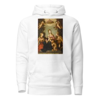 Madonna and Child with the infant Saint John the Baptist, Saint Catherine of Alexandria, another female martyr saint, and God the Father by Pieter Fransz. Isaacsz. Hoodie