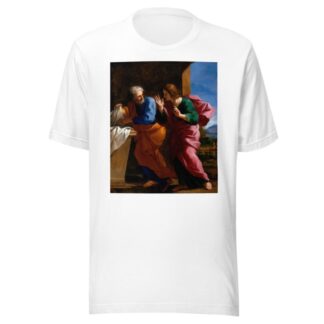 St. John and St. Peter at Christ’s Tomb by Giovanni Francesco Romanelli T-Shirt