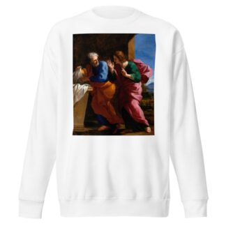 St. John and St. Peter at Christ’s Tomb by Giovanni Francesco Romanelli Sweatshirt