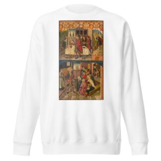 Saint Christopher Taking Leave of the King Who Feared Satan; Saint Christopher and His Converts by Martín de Soria Sweatshirt