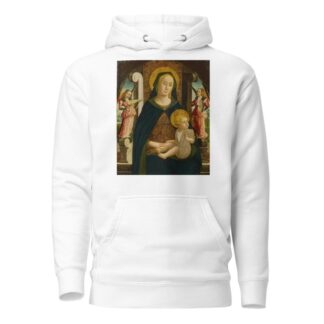 Madonna and Child enthroned with two angels by Giovanni Mazone Hoodie