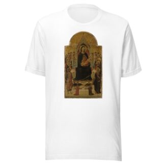 Madonna and Child Enthroned with Angels, Saints and Donors by Jacopo del Casentino T-Shirt