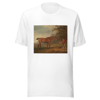 A Bay Horse Approached by a Stable-Lad with Food and a Halter by George Garrard T-Shirt