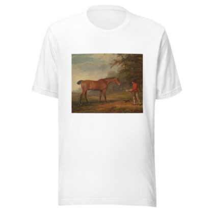 A Bay Horse Approached by a Stable-Lad with Food and a Halter by George Garrard T-Shirt