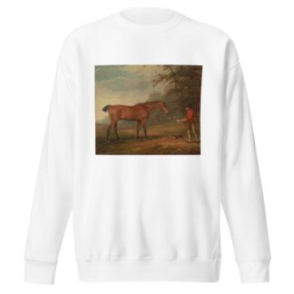A Bay Horse Approached by a Stable-Lad with Food and a Halter by George Garrard Sweatshirt