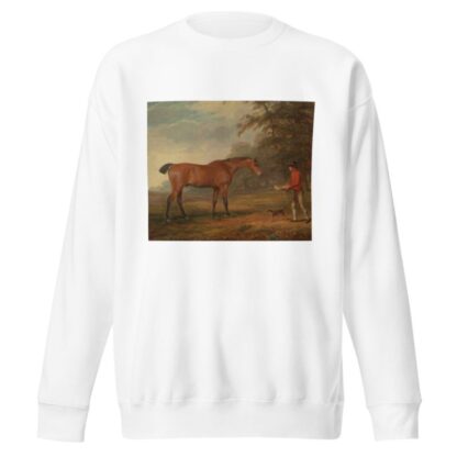 A Bay Horse Approached by a Stable-Lad with Food and a Halter by George Garrard Sweatshirt