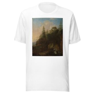 Gebirgslandschaft mit Wasserfall und hölzerner Brücke by Christian Wilhelm Ernst Dietrich T-Shirt