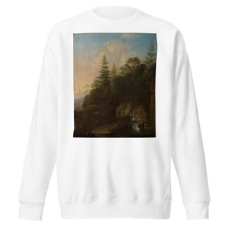 Gebirgslandschaft mit Wasserfall und hölzerner Brücke by Christian Wilhelm Ernst Dietrich Sweatshirt