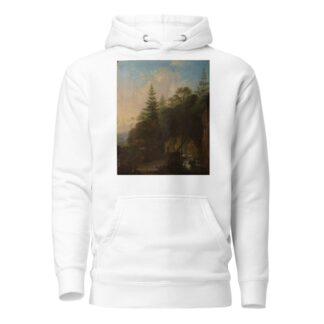 Gebirgslandschaft mit Wasserfall und hölzerner Brücke by Christian Wilhelm Ernst Dietrich Hoodie