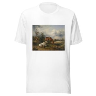 Schimmel und Fuchs auf der Weide by Friedrich August Matthias Gauermann T-Shirt