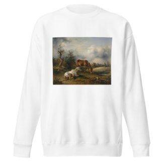 Schimmel und Fuchs auf der Weide by Friedrich August Matthias Gauermann Sweatshirt