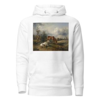 Schimmel und Fuchs auf der Weide by Friedrich August Matthias Gauermann Hoodie