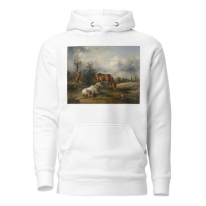 Schimmel und Fuchs auf der Weide by Friedrich August Matthias Gauermann Hoodie