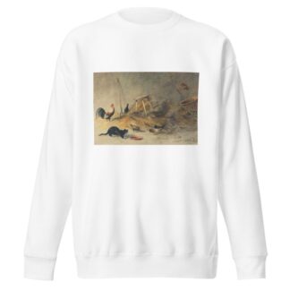 A Cat and Chickens by Newton Limbird Smith Fielding Sweatshirt