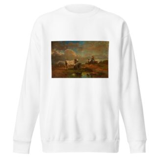 Landscape with a Shepherdess and Cattle by Eduard Michel Ferdinand Hamman Sweatshirt
