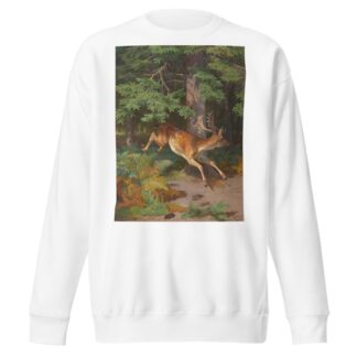 Skovparti med kronvildt i en lysning by Adolf Mackeprang Sweatshirt