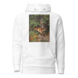 Skovparti med kronvildt i en lysning by Adolf Mackeprang Hoodie
