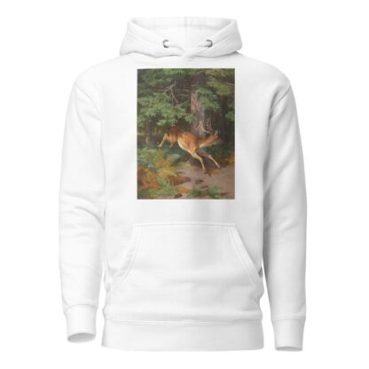 Skovparti med kronvildt i en lysning by Adolf Mackeprang Hoodie