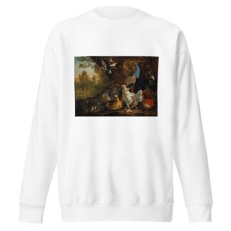 A peacock, chickens, pigeons and other birds in a landscape by Pieter Casteels III Sweatshirt