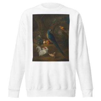A macaw and other birds in a landscape by Leonard Hübner Sweatshirt