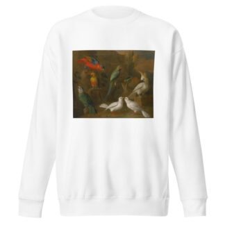 A Landscape With Exotic Birds Including Parrots, Parakeets, Turtle Doves And Cockatoos by Circle of Tobias Stranover Sweatshirt