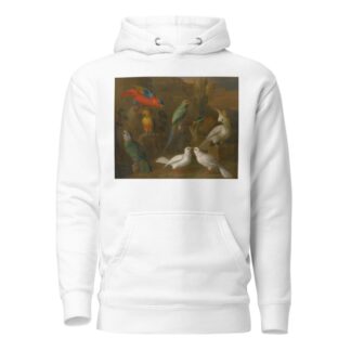 A Landscape With Exotic Birds Including Parrots, Parakeets, Turtle Doves And Cockatoos by Circle of Tobias Stranover Hoodie